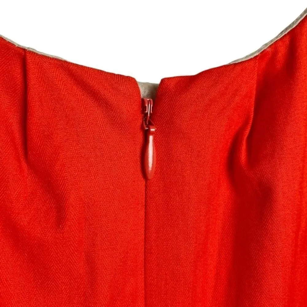 J. Crew Factory Suiting Pleated Dress with Pockets - 36740 CER Orange - Picture 10 of 11